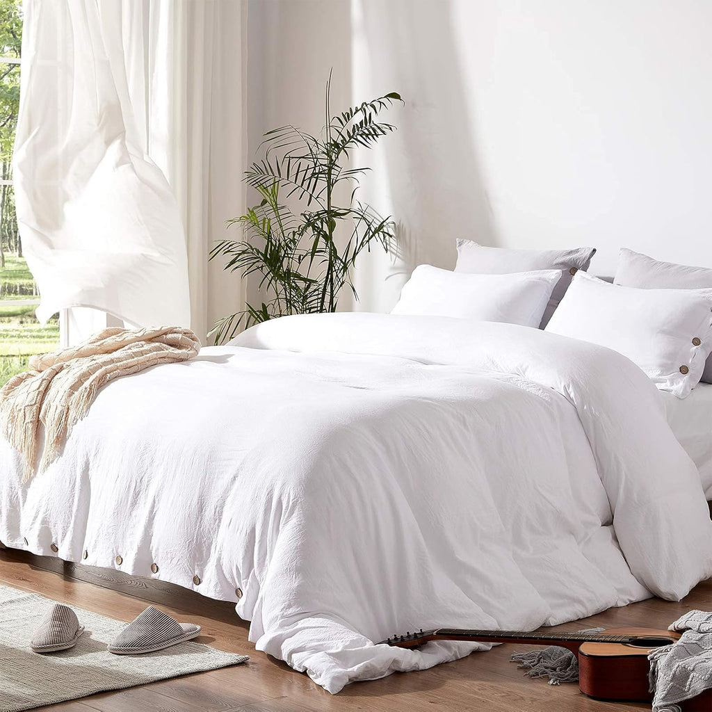 White Duvet Cover Sets Twin Size 2 Piece Double Brushed Microfiber Twin Duvet Cover with Button Closure & Corner Tie 1 Breathable and Soft Duvet Cover 68X90 Inches + 1 Pillow Sham